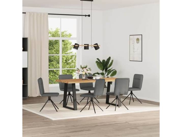 NLQMSU 6 Esszimmerstühle, dunkelgrau, aus Stoff Atmungsaktives und langlebiges Gewebe, Rahmen aus Metall und Holz, dicker Schaumstoff, Esszimmer, Wohnzimmer, Gästezimmer