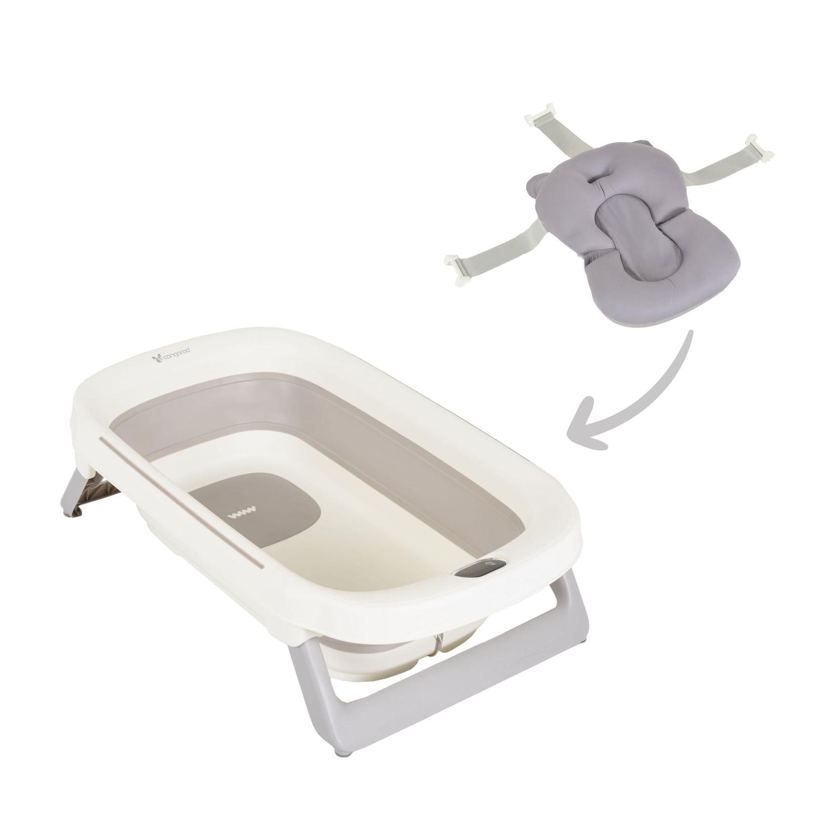 Cangaroo Babybadewanne Morea 81cm faltbar, integriertes Thermometer, Badekissen grau