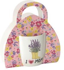IH Casa Decor Ceramic Mug In Gift Pack I Love Mom - Lavender In Boots - Set of 2