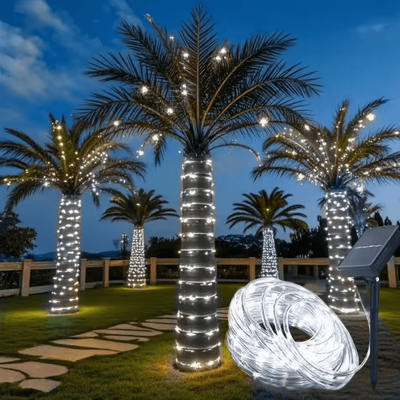 Inspire Curations Solar LED Tube String Lights Outdoor Garden Decor white 12m 100 Lamps