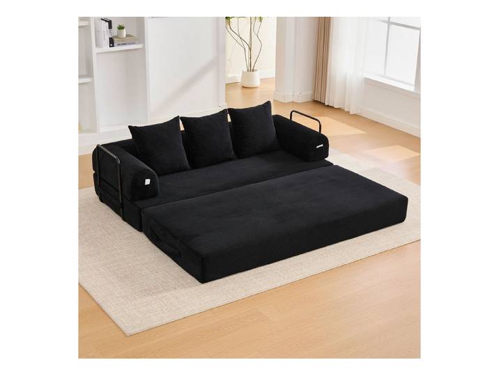 ANYSUN Schlafsofa Sofa 2-Sitzer Modulares Sofa, 4-in-1 Wohnzimmersofa mit Bettfunktion, Schlafcouch,mit robustem Metallrahmen, Seitentaschen plus 3 Kissen., Ideal für kleine Räume, Apartments & Studentenwohnungen.
