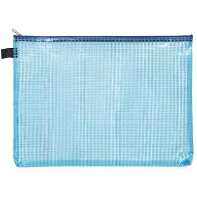 FolderSys Kleinkrambeutel A6 transparent blau mit farbigem Reißverschluss