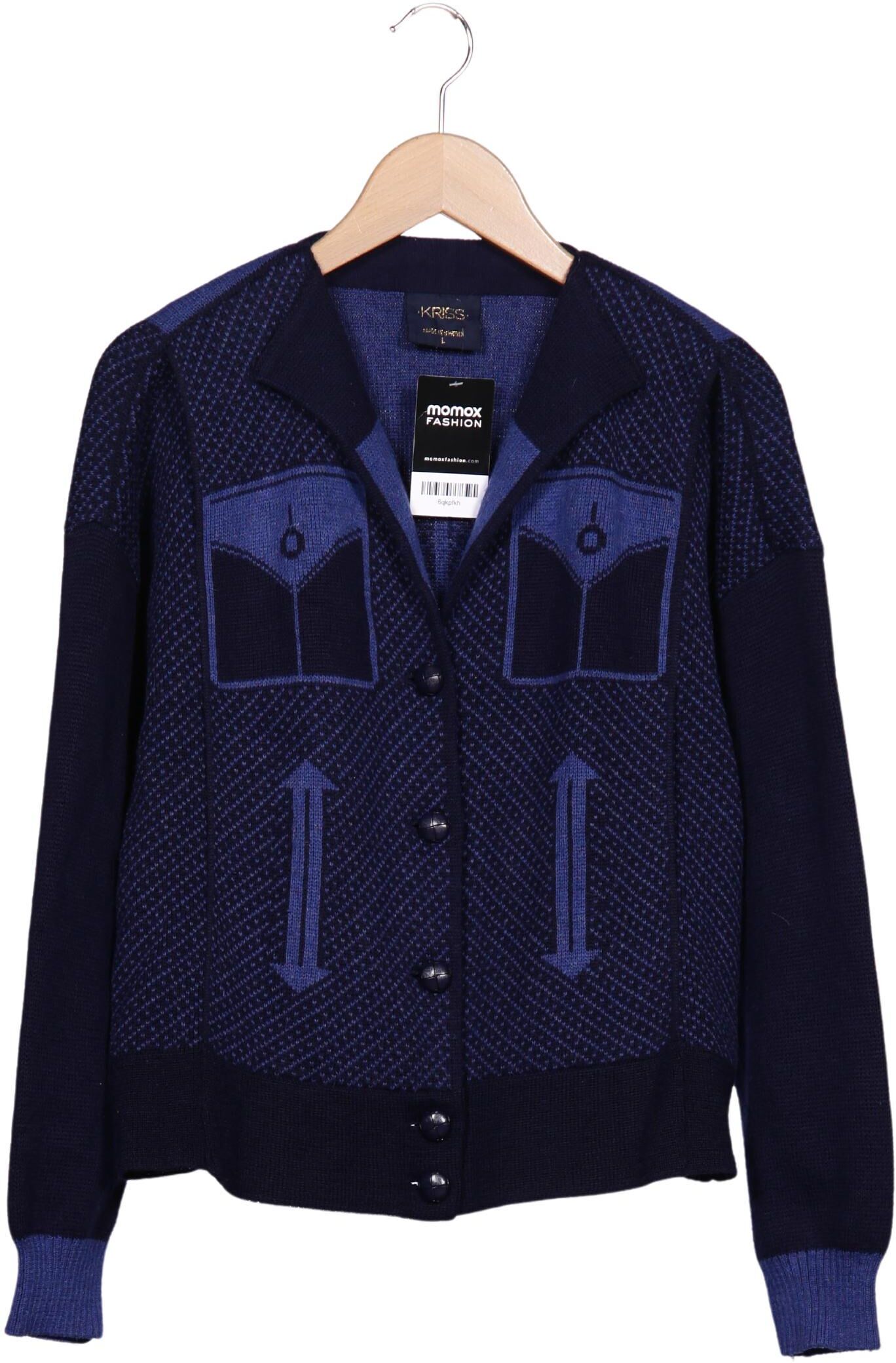 Kriss Trading Sweden Damen Strickjacke, Marineblau, Gr. L, Baumwolle / Wolle / Synthetik - Second Hand