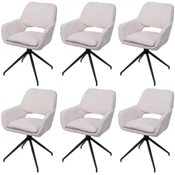 Mendler 6er-Set Esszimmerstuhl HWC-N74, Küchenstuhl, drehbar Auto-Return, Stoff Chenille (490g/m2) Öko-Tex ~ creme
