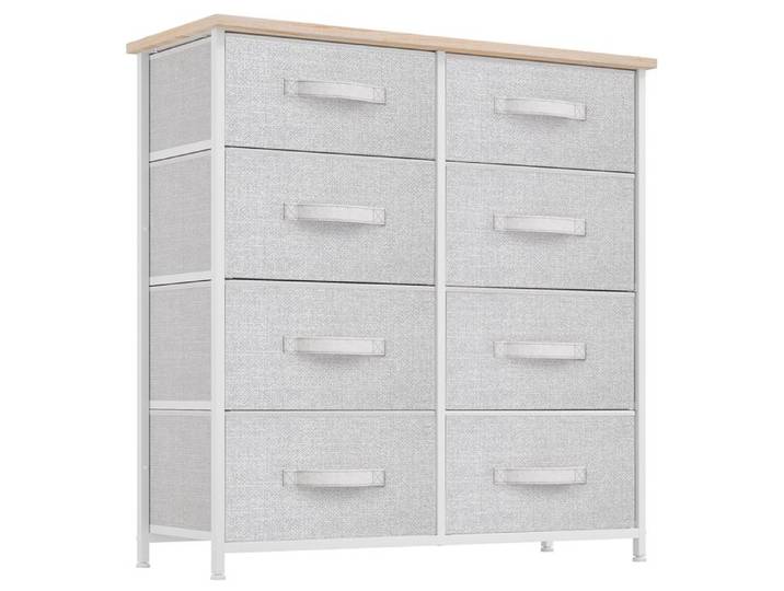 YITAHOME Commode 8 Tiroirs en Tissu Commode Meuble de Rangement Cadre en Métal Moderne Chambre Salon Gris Clair