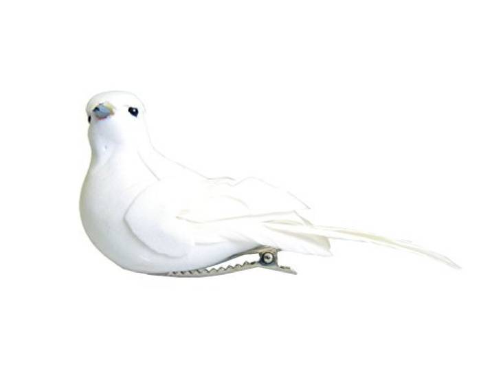 Artemio 2-delige witte vogels op clip, wit