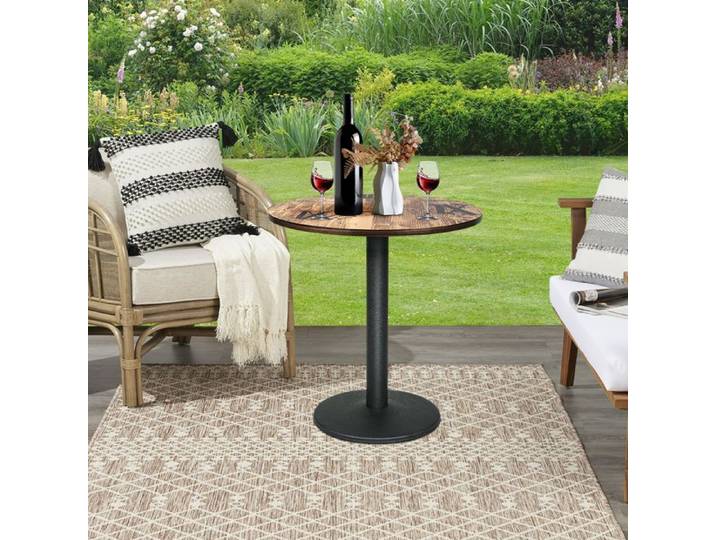 TABLE DE SALLE À MANGER RONDE AVEC PIEDS EN MÉTAL - YIYI - IMPRIMÉ DE CHIFFRES - 70X70X75 CM - COULEUR BOIS NATUREL + NOIR