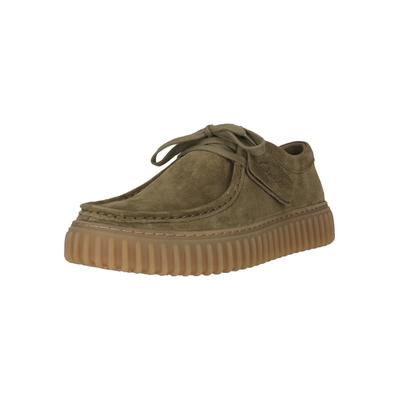 Schnürschuh CLARKS "Torhill", Herren, Gr. 40, olivgrün, Leder, Schuhe Schnürschuh, mit gerippter Laufsohle