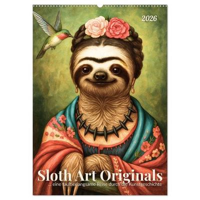 Sloth Art Originals... eine faultierlangsame Reise durch die Kunstgeschichte (Wandkalender 2027 DIN A2 hoch), CALVENDO Monatskalender