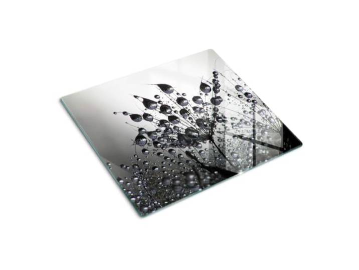 Glasschneidebrett 60x52 cm Antibakteriell Dünn Glasplatte für die Küche Rutschfest Silikonfüße Dekorativ Plastikfrei Gehärtetes Glas Hitzebeständig Lebensmittelecht - Löwenzahnsamen