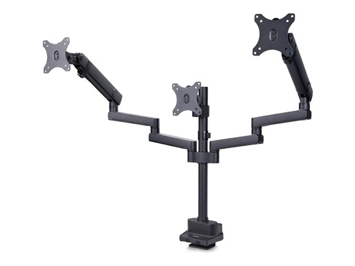 StarTech.com Monitortischhalterung, 3x 27" Monitore, VESA 75x75/100x100 - Befestigungskit - einstellbarer Arm - für 3 LCD-Anzeigen - Kunststoff, Aluminium, Stahl - Schwarz - Bildschirmgröße: bis zu 68,6 cm (bis zu 27 Zoll) (3MP2AG-MONITOR-ARM)
