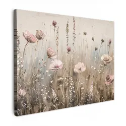 LEINWANDBILD Blumen - Rosa - Modern - Beige Wandbilder 80x60 cm