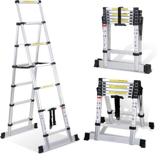 Lospitch Telescopische Aluminium Ladder - Zilver