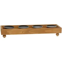 Chic Antique Adventskerzen Ständer für Stumpenkerzen, H9/L49/B14 cm, natur