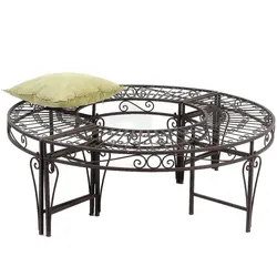 DanDiBo Baumbank Rund Metall Braun Wetterfest Ø 135 cm Baumbank 96188 Gartenbank Parkbank Sitzbank