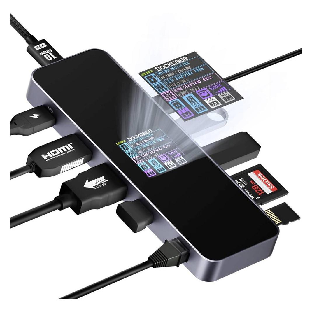 Dockcase USB-C Dockingstation Universal integriertes Display, inkl. Ladefunk (USB-C, 10 Ports) (DPR10P)