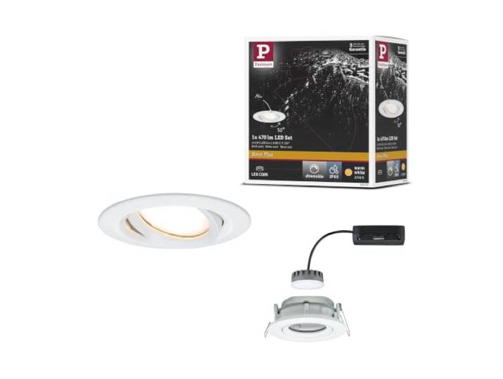 Spot encastré LED Paulmann Nova Plus « Coin »\, gradable\, 6 W\, 2700 K\, blanc dépoli