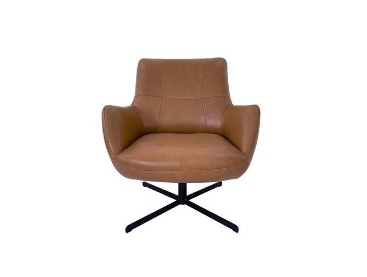 Fauteuil pivotant Stella cuir cognac - Livin24 - Moderne - Relaxation