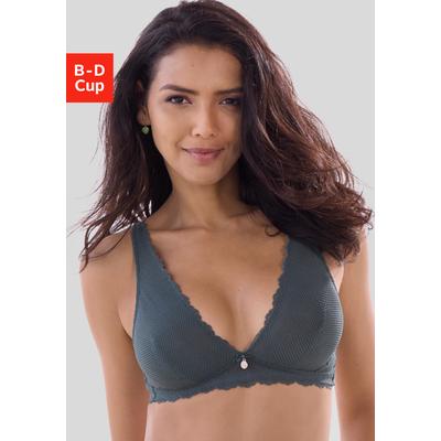 Bralette-BH VIVANCE "BH ohne Bügel, Spitzen-BH im High-Apex Design", Damen, Gr. 70, Cup C, grün (khaki), Spitze, Obermaterial: 92% Polyamid, 8% Elasthan, BHs, als Dessous-Set kombinierbar, sexy Dessous, sexy Unterwäsche Damen