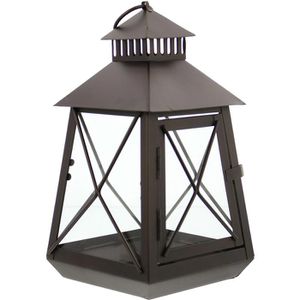 Frank-Flechtwaren Laterne Konisch, braun, outdoor, aus Metall, wetterfest, 25cm