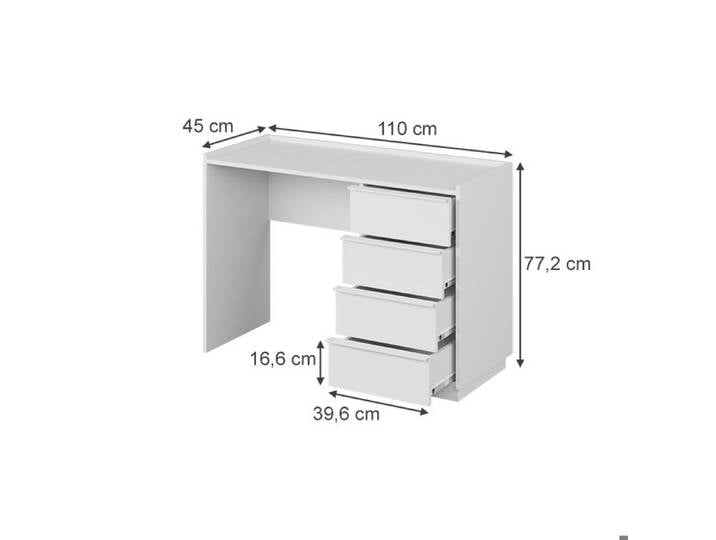 Coiffeuse Viktoria 110cm sans miroir Blanc Vicco 59333