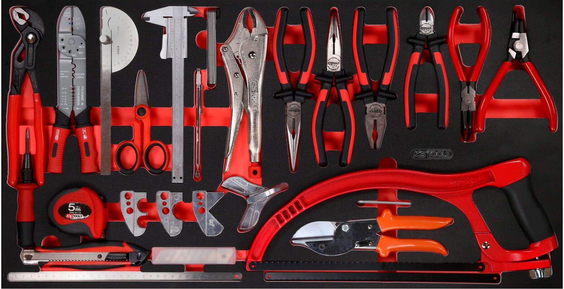 KS Tools Zangen- / und Messwerkzeug-Satz in Schaumstoffeinlage, 39-tlg (813.0030)