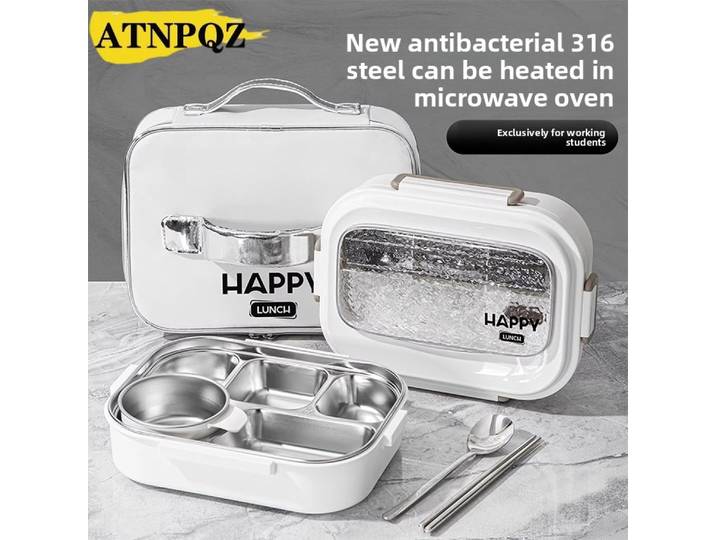 Boîte à bento isotherme portable avec compartiments, récipient alimentaire micro-ondable