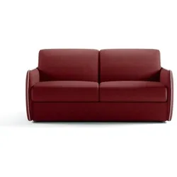 Madinitaly, Sofa + Bettsofa, Express-Umbausofa - AGATHE - Roter Stoff - Graue Kante - 175 x 100 x 87 cm