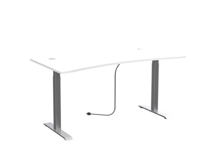SANTORIN Schreibtisch höhenverstellbar elektrisch Weiß 160 x 72 x 77 cm Bürotisch mit Metallgestell in Silber matt, Memory-Funktion, Kabeldurchführungen, Tischhöhe ca. 72-120 cm