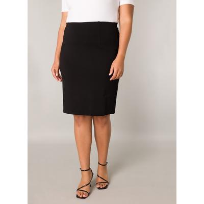 Bleistiftrock BASE LEVEL CURVY, Damen, Gr. 46, schwarz, Web, Obermaterial: 65% Viskose, 30% Nylon, 5% Elasthan, unifarben, eng kniefrei, Röcke Bleistiftrock, kniefrei mit Viskose und Stretch