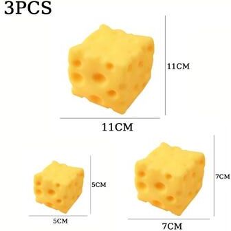 Uplift Treasures Giant Cheese Squishy Slow Rebound Fidget Toy mix 3pcs