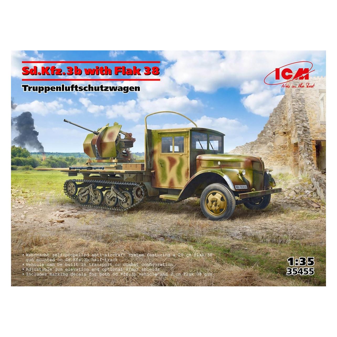 ICM Sd.Kfz.3b with Flak 38 AA Gun (35455)
