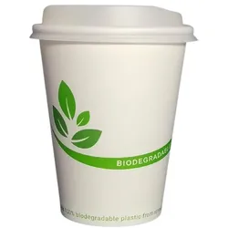 PackBio SPARSET Bio Kaffeebecher 300 ml/12oz mit weißem Bio Deckel (1.000 Stück)
