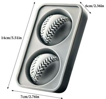 Inspired Living Hockey & Baseball Silicone Ice Mold Set For Cocktails Hockey Puck Ice Mold + Baseball Ice Cube Tray 2 Grids