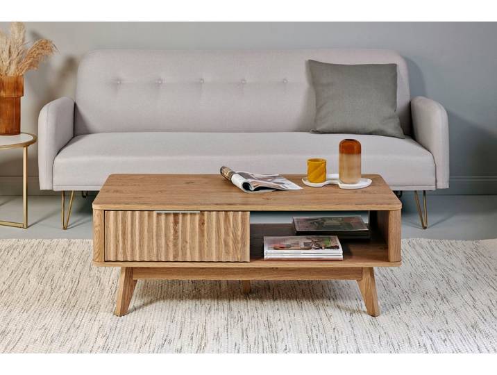 Jahnke Couchtisch WAVE COFFEE SK (1-St), Couchtisch, Retro-Stil, Stauraum, Fronten in raffiniertem Wellendesign