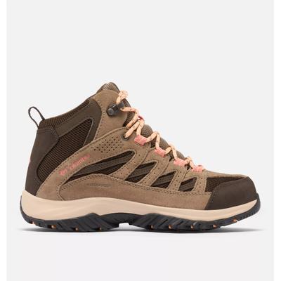 Wanderschuh COLUMBIA "CRESTWOOD™ MID WATERPROOF", Damen, Gr. 40, atmungsaktiv, braun (cordovan, mud), Leder, Synthetik, Textil, Schuhe Wanderschuh, knöchelhohe Form, wasserdichte Ausführung, profilierte Gummilaufsohle