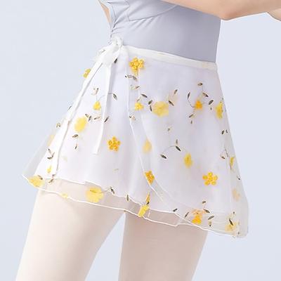 atmungsaktive ballett-sportbekleidung röcke druck stickerei rüschen damen training leistung hoher polyester