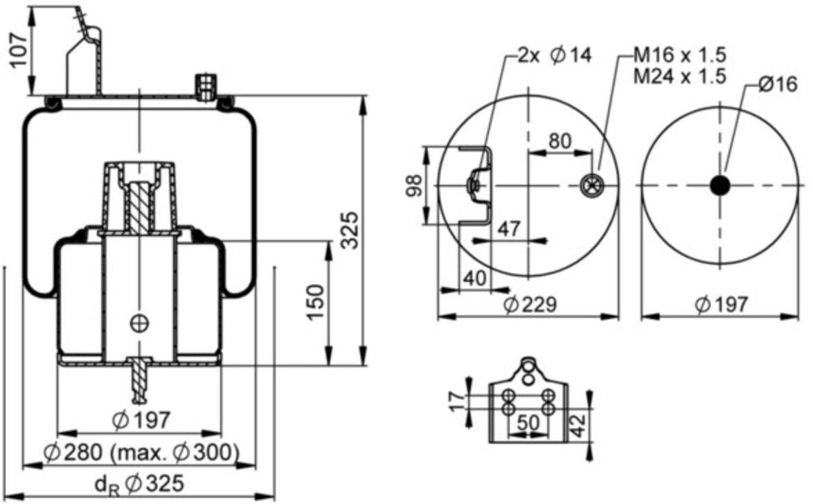 Contitech Air Spring Federbalg, Luftfederung Continental CTAM 6630 N P01