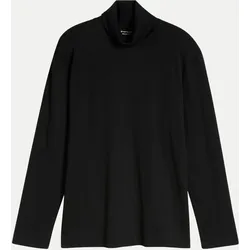 Langarmshirt mit Rollkragen Schwarz S