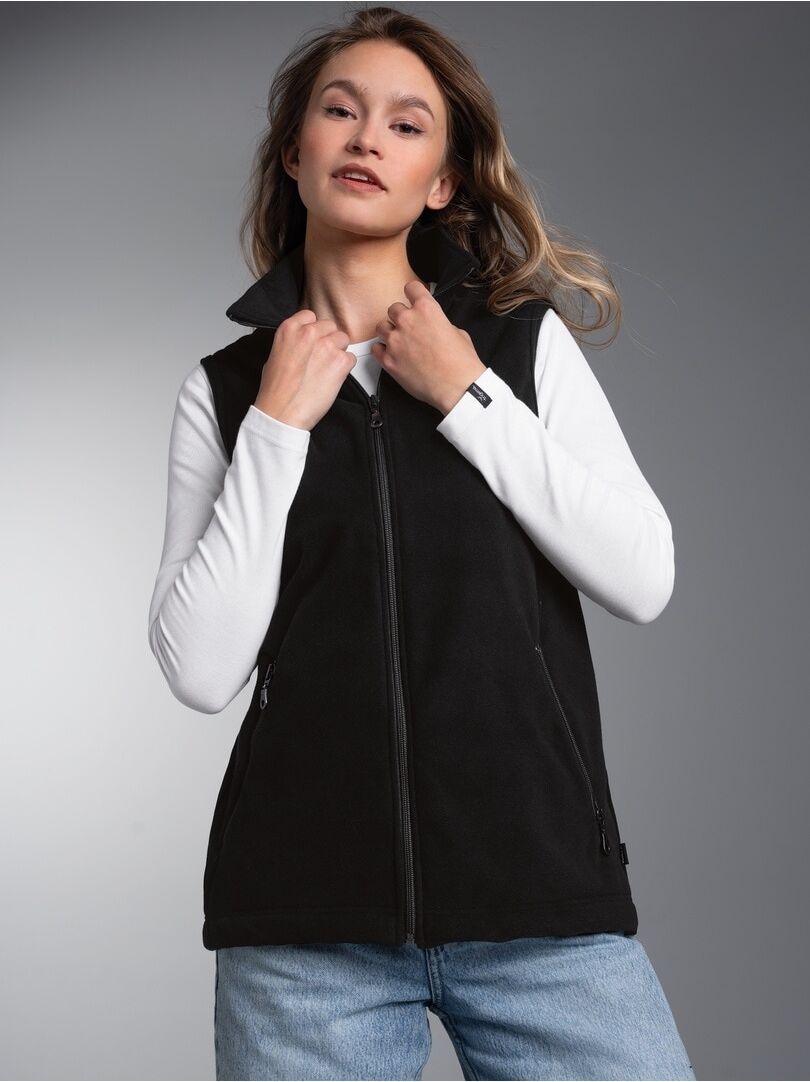 Fleeceweste TRIGEMA "TRIGEMA Fleeceweste", Damen, Gr. XXL, schwarz, 100% Polyester, lang, Westen Fleeceweste schwarz XXL