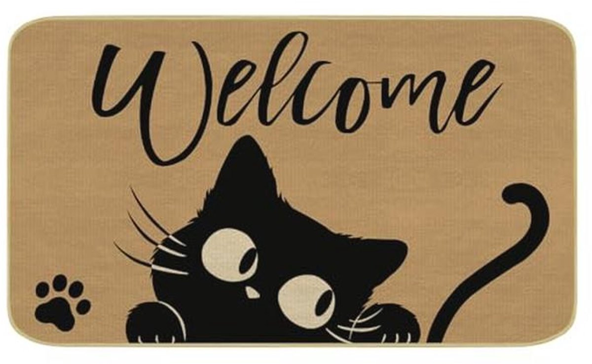 Schattige Kat Welkom Mat met Antislip Rubber voor Entree, Patio en Garage