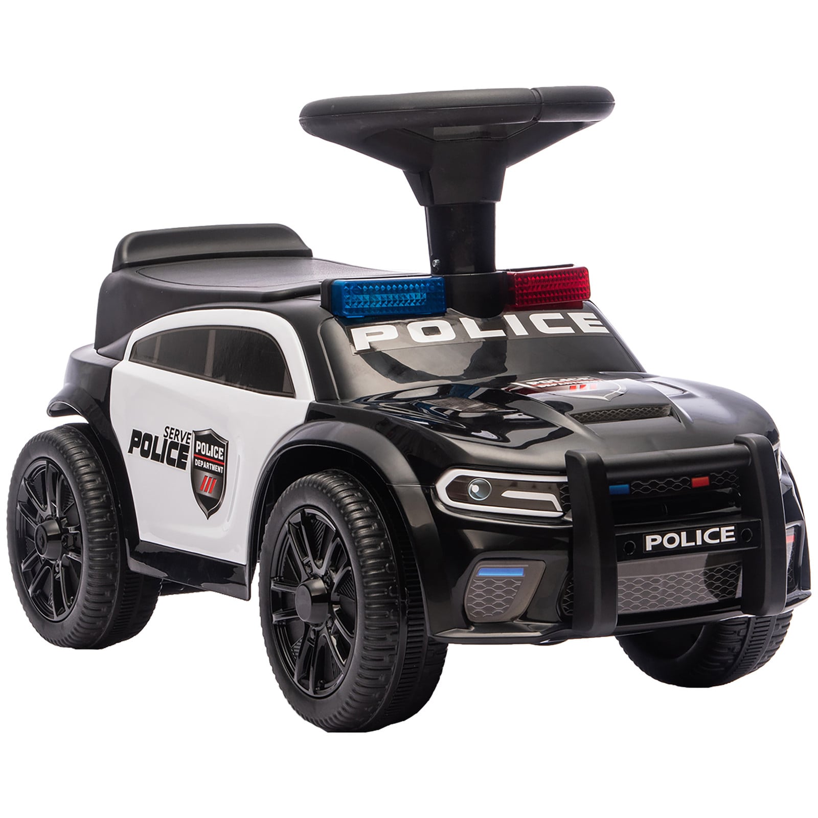 AIYAPLAY Politie loopauto voor kinderen met muziek en licht, zwart, 18-36 maanden