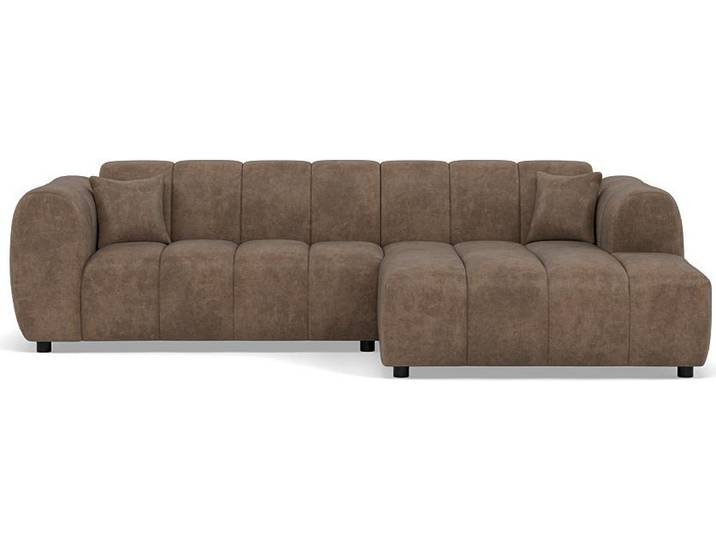 Lisa Design Curtis - canapé d'angle droit 4 places en simili \, Taupe
