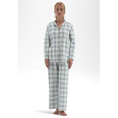Schlafanzug TOM TAILOR, Damen, Gr. 42, bunt (grün, mittel, karo), Obermaterial: 100% Baumwolle, Homewear-Sets Schlafanzug