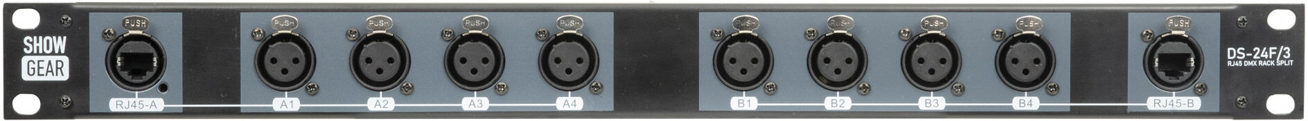 Showgear Ds-24f/3 Dmx Rack Split 8x 3-Polige Xlr-Buchse Auf 2x Rj45-Buchse Konverter (4 Universen