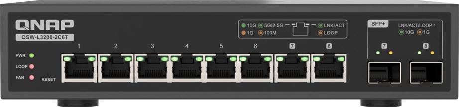 QNAP QSW-L3208-2C6T, Managed, L2, 10G Ethernet (100/1000/10000), Desktop