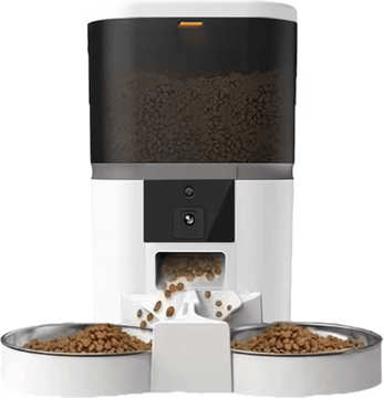 Inspire Picks Smart Automatic Pet Feeder With Camera Automatic Cat Feeder With Timed Feeding, HD Monitoring & Dual Bowls 4l 2 Bowl White