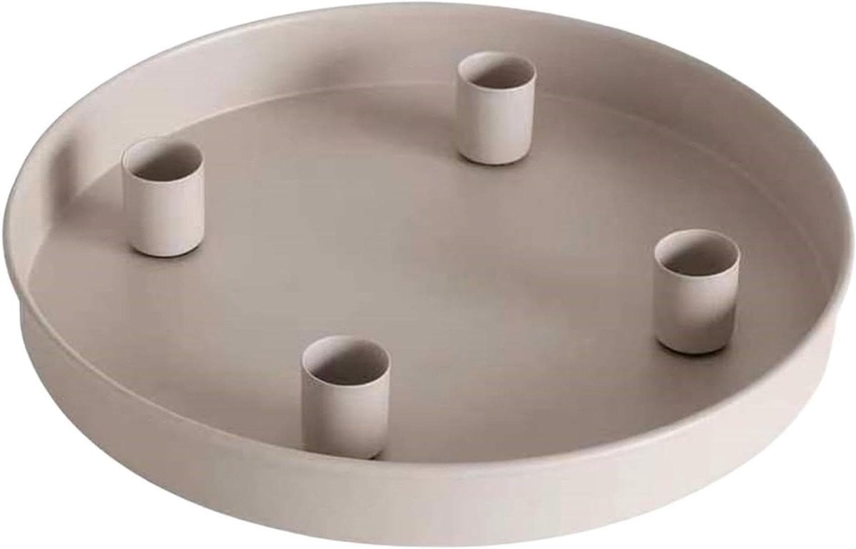 Kaarsenhouder Metaal met Ronde Magnetische Tray voor Taperkaarsen en Waxinelichtjes