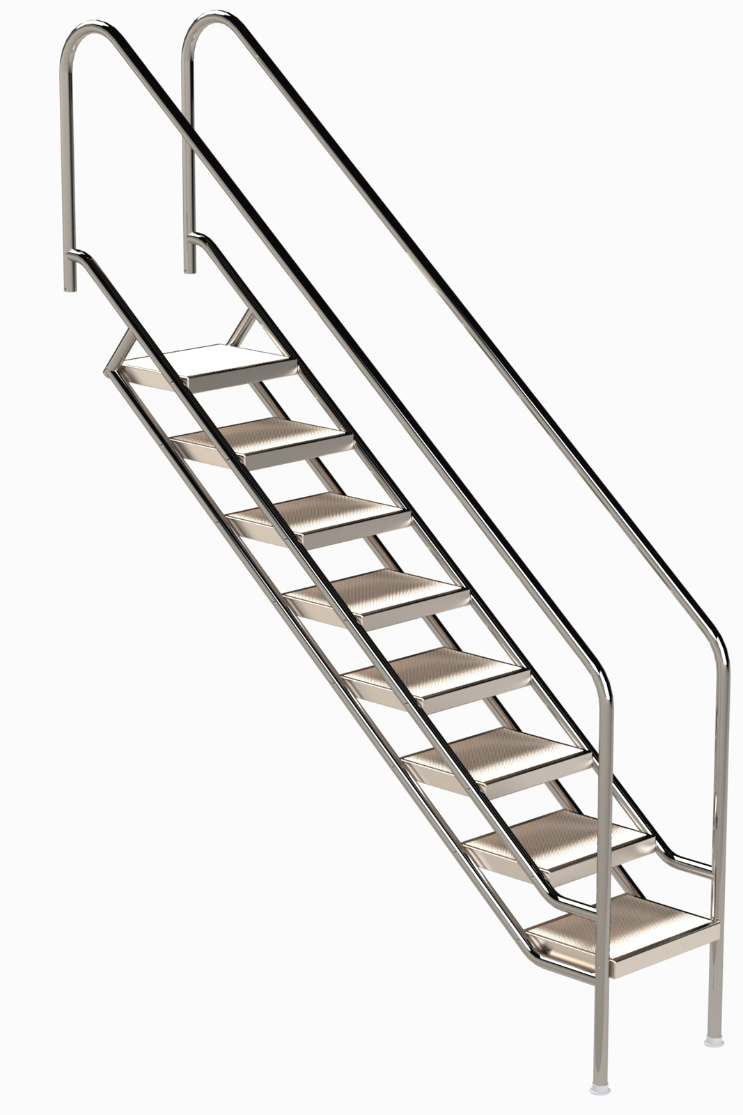 Eichenwald Ideal Edelstahl Eichenwald Pooltreppe Modell 08.1 Miami Beckentiefe 1799mm Ausladung 1838mm 8 Edelstahl Waffelblech-Stufen