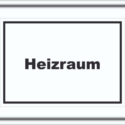 HB-Druck Heizraum Schild mit Text Heizung Wärme waagerecht A0 Rückseite selbstklebend